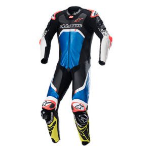 Macacão Alpinestars GP Tech V4 - Preto, Azul e Amarelo - 1 Peça